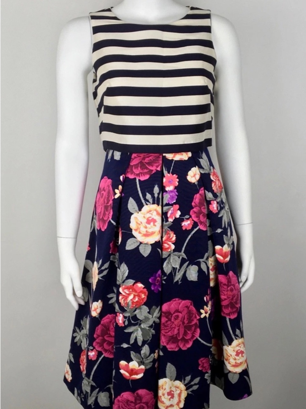 Moulinette Soeurs Anthropologie Women’s Dress Stripes Floral Sz 4 with Pockets